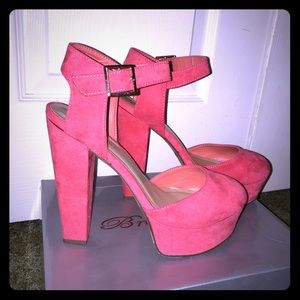 Hot Pink Block Heel Platforms